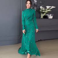 Robe longue islamique ethnique Y72 à manches longues, coupe ajustée, en stock, pour femmes arabes du Moyen-Orient