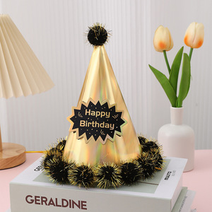 Sombreros de Papel Dorado Brillante para Fiestas, Sombreros de Cono para Niños y Niñas, Sombreros de Cumpleaños con Láser para Niños - Product Image 4