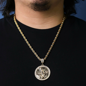 Duyizhao Personnalité Design 50 <span class=keywords><strong>Pesos</strong></span> Coin Pendentif 6mm Corde Collier Chaîne Hommes Hip Hop Plaqué <span class=keywords><strong>Or</strong></span> 14k Bijoux - Product Image 4