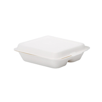 Boîtes à emporter personnalisées boîte à lunch jetable pour restaurant contenants à emporter à 2 compartiments contenants alimentaires biodégradables en canne à sucre