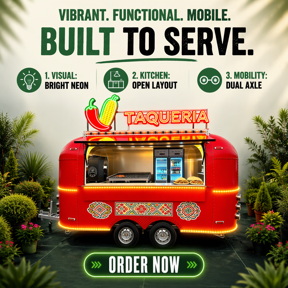 Stainless Steel Mobile Food Trailer Rust Resistant Commercial Catering ...