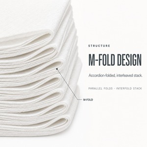 Papier toilette M-Fold 250 feuilles Blanc 23x23cm 1 pli Emballage souple Recharge pour usage en restaurant - Product Image 6