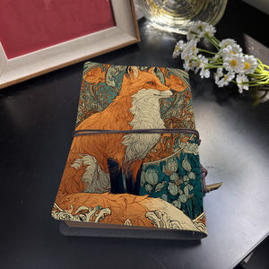 A6 Cuaderno Vintage hecho a mano con cierre de corbata Papel extraíble Regalo de <span class=keywords><strong>cumpleaños</strong></span> perfecto para el amigo del primo con flores de zorro Orn - Product Image 3