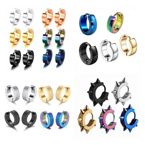 Boucles d'oreilles Hip Hop pour hommes, femmes, bijoux ouvertes, Non percées, en acier titane, modèle unisexe, <span class=keywords><strong>boucle</strong></span> d'oreille, vente en gros - Product Image 2