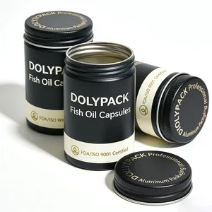 Pot en aluminium vide écologique et léger de 300 ml, 550 ml, 1500 ml pour l'emballage d'huile de poisson avec bouchon - Product Image 1