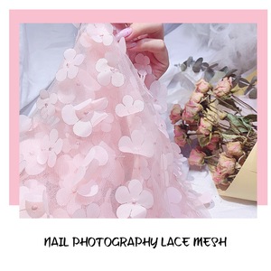 ผ้าตาข่ายลูกไม้ประดับเลื่อมลายโบว์ สำหรับตกแต่งเล็บ ถ่ายภาพ ทำมือ DIY อุปกรณ์ตกแต่งเล็บ - Product Image 3
