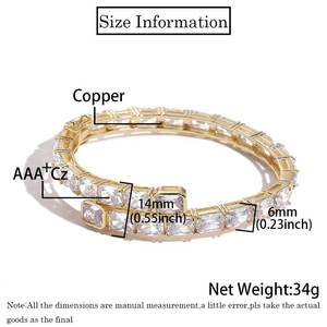 Flawless Urban Rap Accessories Step Cut GRA Moissanite One Row Seamless Setting Bracelets S925 Silver 18K Solid Gold PVD Jewelry - Product Image 6