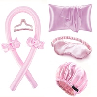 Ensemble de rouleaux à cheveux en satin de soie, outil de coiffage sans chaleur, masque de sommeil en satin pour les cheveux et la peau