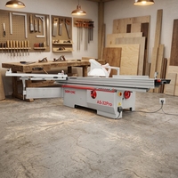 Scie à table horizontale de précision pour le travail du bois, moteur 5,5 kW, angle de biseau 0-45°, découpe de panneaux écologique