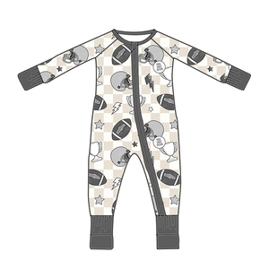 Kinderen 230 GSM voetbalprint bamboe jumpsuit baby pyjama's pasgeboren jongens en meisjes slaappakken peuter rompers dubbele rits romper - Product Image 2