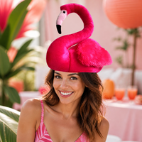 Deux serre-têtes de Noël à fleurs, chapeaux de Père Noël, décorations de fête, accessoires de costume en peluche flamant rose et dinde en aluminium