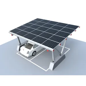 工厂热销太阳能车棚套件设计铝制太阳能车棚带电动汽车充电器车棚带太阳能电池板