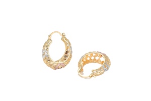 Oro Joyeria Vente en gros Boucles d'oreilles créoles pendantes pour femmes et filles, en zircone cubique, plaqué or 18 carats, Bijoux de mode - Product Image 4