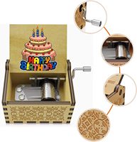 Joyeux anniversaire en bois Mini boîte à musique colorée à manivelle en bois Vintage classique boîte à musique à commande manuelle cadeaux d'anniversaire pour maman