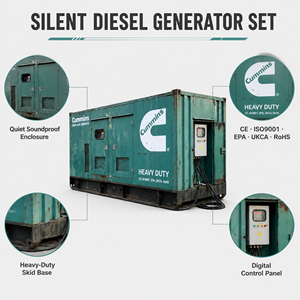 Générateur diesel électrique super silencieux Cummins Weichai Perkins, options de 25 kVA à 400 kVA avec ATS, fréquence 50/60 Hz, faible régime - Product Image 5