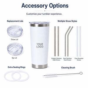 Gobelet de voyage isotherme droit 20oz en acier inoxydable 304 avec logo personnalisé, paille et couvercle anti-éclaboussures pour usage quotidien - Product Image 5