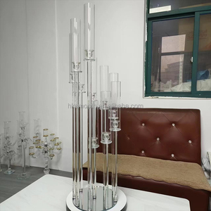 SMOOTH <b>Large</b> Crystal Wedding Candle Holder 10 Arms Candelabra Tall Clear Glass <b>Candlestick</b> for Table Centerpiece - Product Image 3