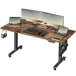 Escritorio de pie de acero inoxidable telescópico ergonómico, mesa de ordenador de oficina en casa ajustable en altura con diseño moderno - Product Image 1