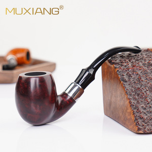 MUXIANG Wooden Tobacco Pipe Bent Type Solid Briar Wood Handcrafted Smoking Pipe For Men Gift - Product Image 2