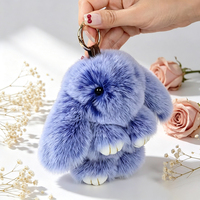 Porte-clés en peluche pour femmes, motif lapin moelleux, couleur personnalisable, accessoire de sac