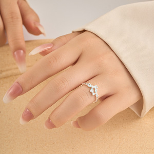 Flower Open <b>Ring</b> Adjustable Zircon Prong Setting For Index Finger Gift Jewelry - Product Image 2