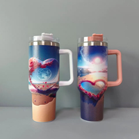 Regalos del Día de San Valentín nueva llegada Sublimación Corazón de amor rojo Taza de viaje de acero inoxidable de doble pared Vaso de 40oz con asa