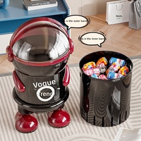Poubelle à couvercle roulant en plastique motif astronaute de dessin animé pour salon, salle de bain, maison moderne