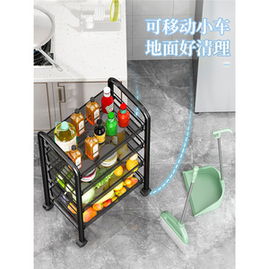 Multi Tiered <b>Kitchen</b> Storage Rack 5 Layer Metal Trolley Cart With Wheels For Household Use - Product Image 3