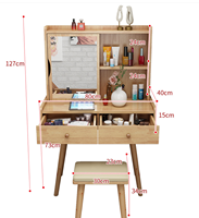 Table de maquillage en bois massif écologique avec miroir intégré et rangement pour hôtel et salon - Mini table de maquillage moderne