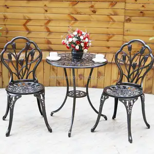 Modern Cast Aluminum Outdoor Furniture Cast Chair 3-Pieces Bistro Set Patio Garden Furniture Sets