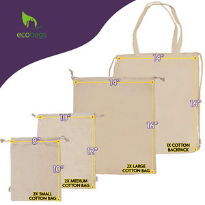 Emballages alimentaires en cire d'abeille + sacs de produits réutilisables sac de produits transparent en maille organique ensemble de sacs durables écologiques - Product Image 3