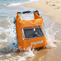 Sac étanche en PVC 5L avec logo personnalisé, sac de voyage imperméable IPX6, flottant, pour la plage, le rafting, le canoë, le stockage d'équipement de plein air
