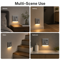 Prise de charge rapide USB Type-C, port USB C, adaptateur mural intelligent multifonctionnel universel, 3.1A SDK 2 prises AC 16A, veilleuse