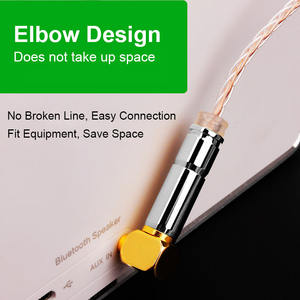 HIFI สายสัญญาณเสียง4ขั้ว <span class=keywords><strong>TRRS</strong></span> 90องศา<span class=keywords><strong>3.5</strong></span>มม. สายสัญญาณเสียงในรถสายแพทช์<span class=keywords><strong>3.5</strong></span>มม. ตัวผู้ถึง<span class=keywords><strong>3.5</strong></span>มม. สีเงิน + ทองแดง - Product Image 5