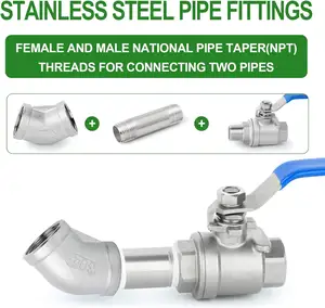 304 Stainless Steel 45 Degree Elbow 1/4 Inch Female Pipe To 1/4 Inch Female 304 Stainless Pipe Fitting