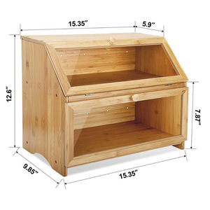 Bamboo Bread Box Double Layer Acrylic Transparent Large Capacity <b>Storage</b> <b>Kitchen</b> Dustproof Airtight Bread Keeper - Product Image 2