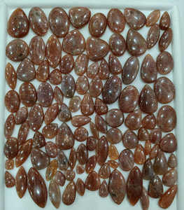 พลอย100% รูป Sunstone Red Cabochon คละรูปร่างขนาดและแบนด้านหลังสำหรับทำเครื่องประดับแฮนด์เมด - Product Image 1
