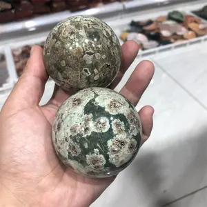Nouveau produit fleur de cerisier verte, sphère d'agate fleur d'agate sphère quartz boule de cristal