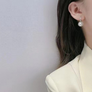 S925 <b>Silver</b> DIY <b>Pearl</b> Accessories Empty Ear Buckle <b>Silver</b> Jewelry <b>Earrings</b> with 9-10mm Round Beads 21884 - Product Image 3