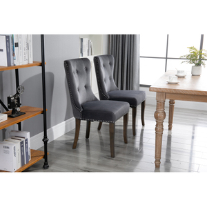 Chaise nordique moderne personnalisée avec dossier souple, chaise de salle à manger en velours de luxe léger pour cuisine, avec pieds en bois massif - Product Image 2