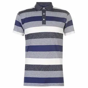 Cina Grosir Pria Desain Kombinasi Warna Stripe Polo T Shirt Pakaian Olahraga