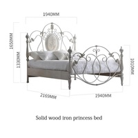 Lit de luxe français Lit princesse vintage sculpté en fer doux avec caractéristiques intelligentes Inspiré du palais Disponible en King Queen Double