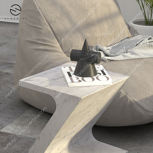 Table d'appoint moderne en marbre en forme de Z pour salon et espaces extérieurs - Product Image 6