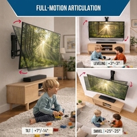 Support mural motorisé inclinable et pivotant pour téléviseur avec télécommande intelligente pour foyer et home cinéma