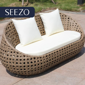 Canapé <span class=keywords><strong>de</strong></span> <span class=keywords><strong>jardin</strong></span> demi-rond style nordique pour l'extérieur, avec structure métallique, ensemble <span class=keywords><strong>de</strong></span> chaises et canapé ovales en rotin synthétique pour l'extérieur - Product Image 5