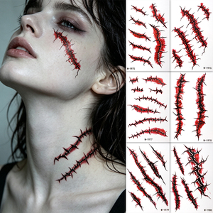 Autocollants de <span class=keywords><strong>tatouage</strong></span> temporaire non toxiques, griffes effrayantes, plaies sanglantes, cicatrices, faux tatouages réalistes pour la fête d'Halloween - Product Image 3