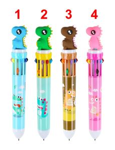 Multi-color Ink Lovely Cute Dinosaur Cartoon Plastic Ballpoint <b>Pens</b> Promotion 10-in -1 <b>Refill</b> Retractable Custom Logo Printing - Product Image 6