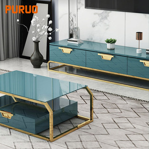Modern <strong>Console</strong> <strong>Table</strong> with Mirror Glass <strong>Wooden</strong> Cabinet Gold Stainless Steel Living Room Furniture - Product Image 6