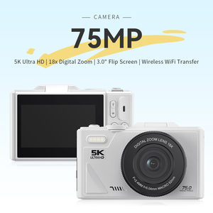 Cámara Digital Compacta de 3 Pulgadas HD 5K con Lente de Zoom AF de 18x, Luz de Relleno LED Integrada, Sensor CMOS, Captura de Sonrisas y Ranura para Tarjeta de Memoria - Product Image 1