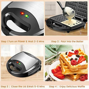 Beeman 3 en 1 Sandwich Breakfast Maker Venta al por mayor Round Mini Waffle Maker Machine <span class=keywords><strong>para</strong></span> el desayuno Waffle Pancake Maker eléctrico - Product Image 4